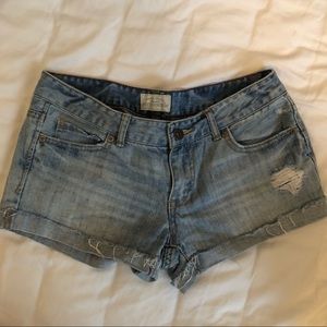 Light wash denim shorts